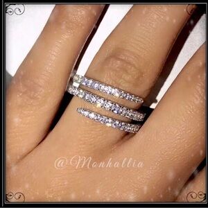 NEW 3 Band Swirl Simulated Diamond Ring